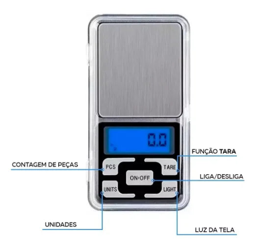 Mini Balança Digital de Precisão 0,1g a 500g – Compacta e Exata