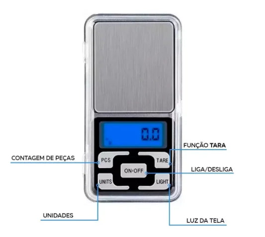 Mini Balança Digital de Precisão 0,1g a 500g – Compacta e Exata