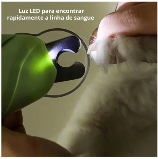 Cortador de Unhas 3 em 1 com Luz LED para Cães e Gatos - Corte Seguro Sem Estresse