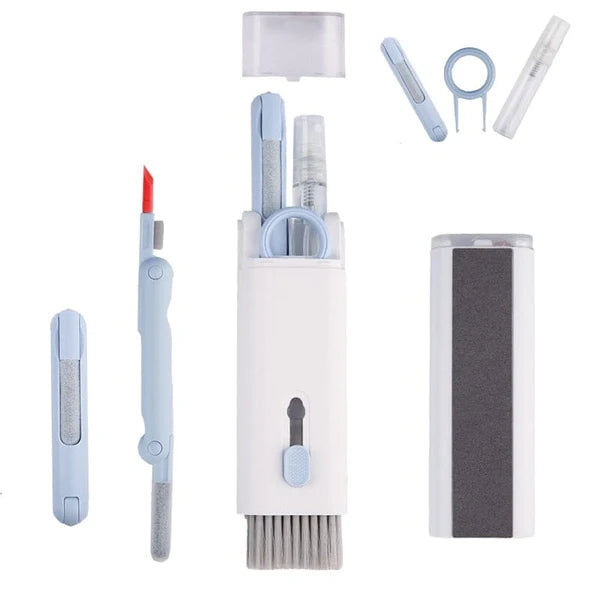 Kit Limpeza 8 em 1 – Escova Multifuncional para Teclado, Fone e Celular